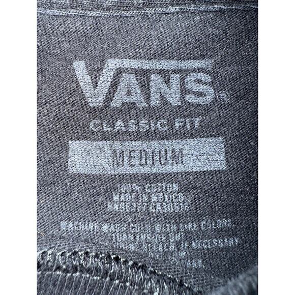 Vans Mens Long Sleeve Shirt Medium Black Off The Wall Since 1966 Back Sleeve Hit - Picture 4 of 8